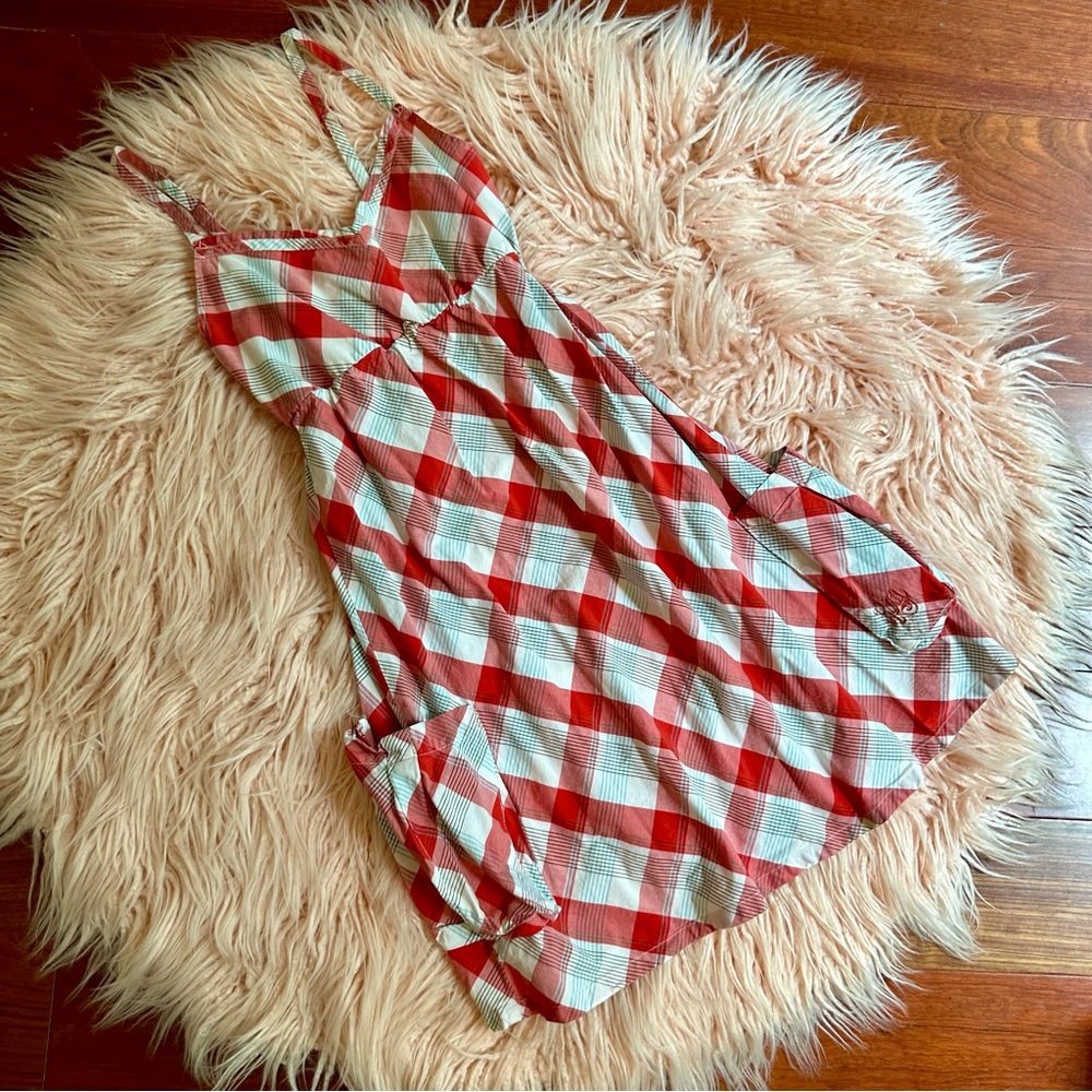 Roxy Plaid Pocket Mini Dress 4th Of July Red White Blue